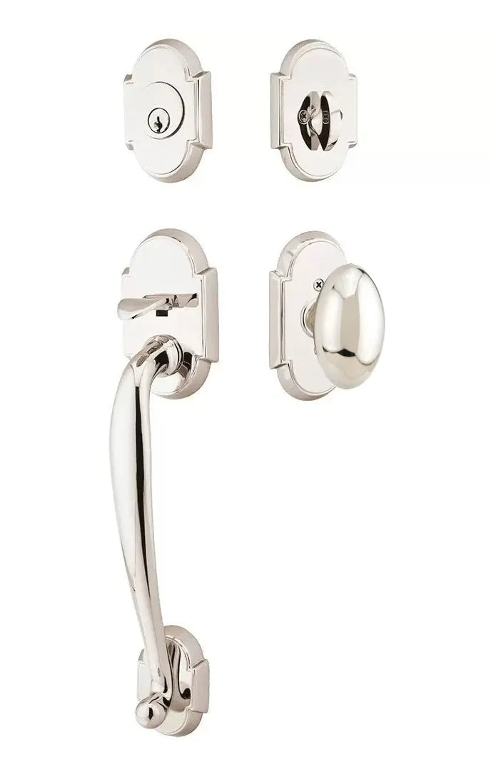 Emtek Nashville Tubular Handleset with Egg Knob in Lifetime Polished Nickel finish