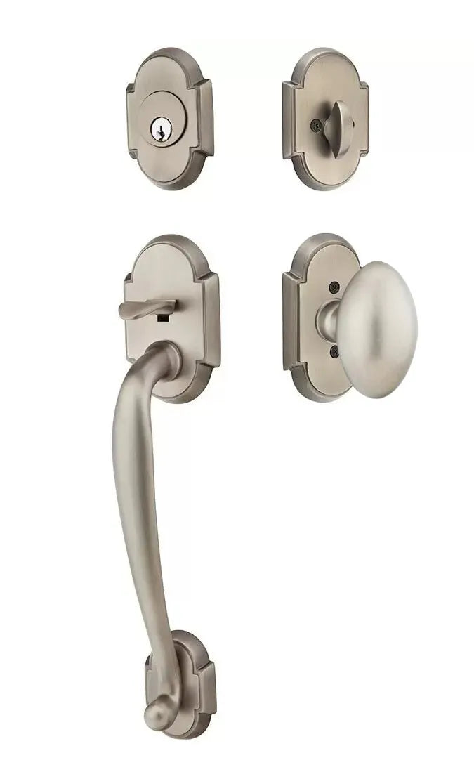 Emtek Nashville Tubular Handleset with Egg Knob in Pewter finish