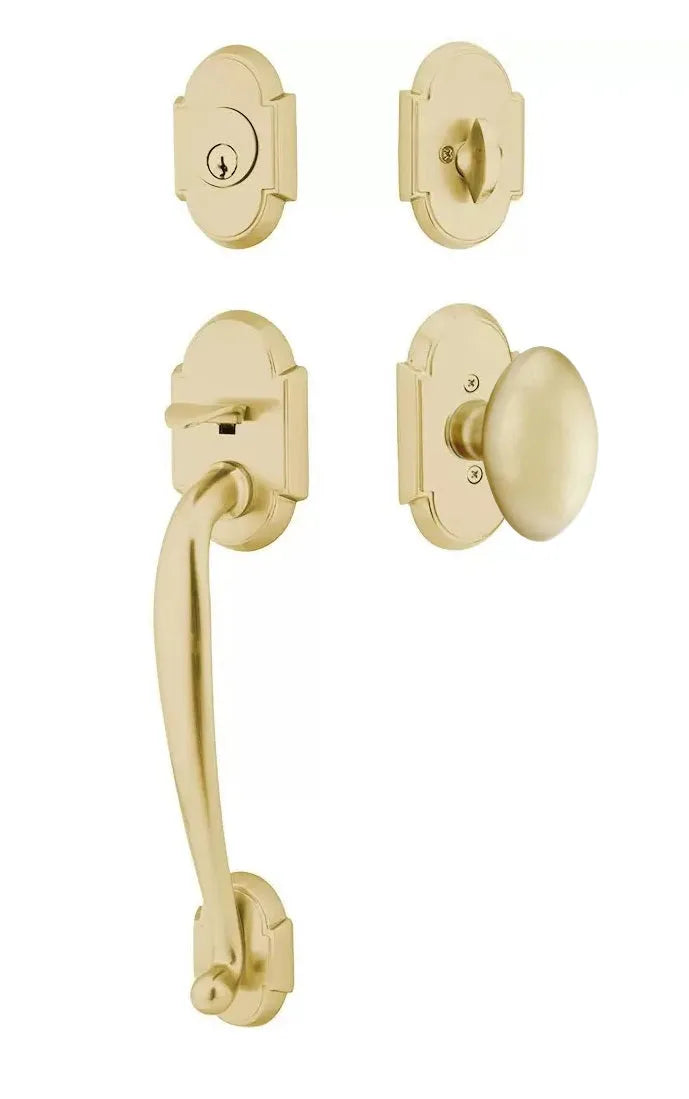 Emtek Nashville Tubular Handleset with Egg Knob in Satin Brass finish
