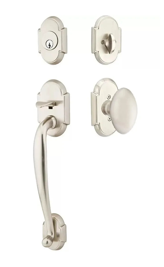 Emtek Nashville Tubular Handleset with Egg Knob in Satin Nickel finish