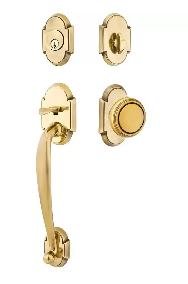 Emtek Nashville Tubular Handleset with Norwich Knob in French Antique finish