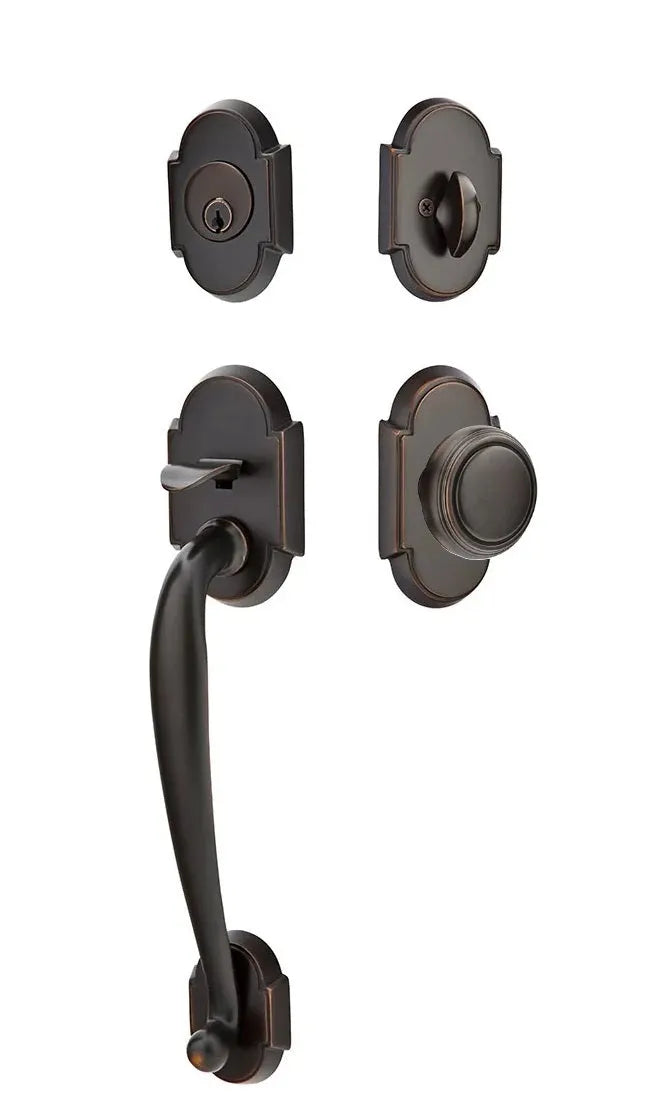 Emtek Nashville Tubular Handleset with Norwich Knob in Oil Rubbed Bronze finish