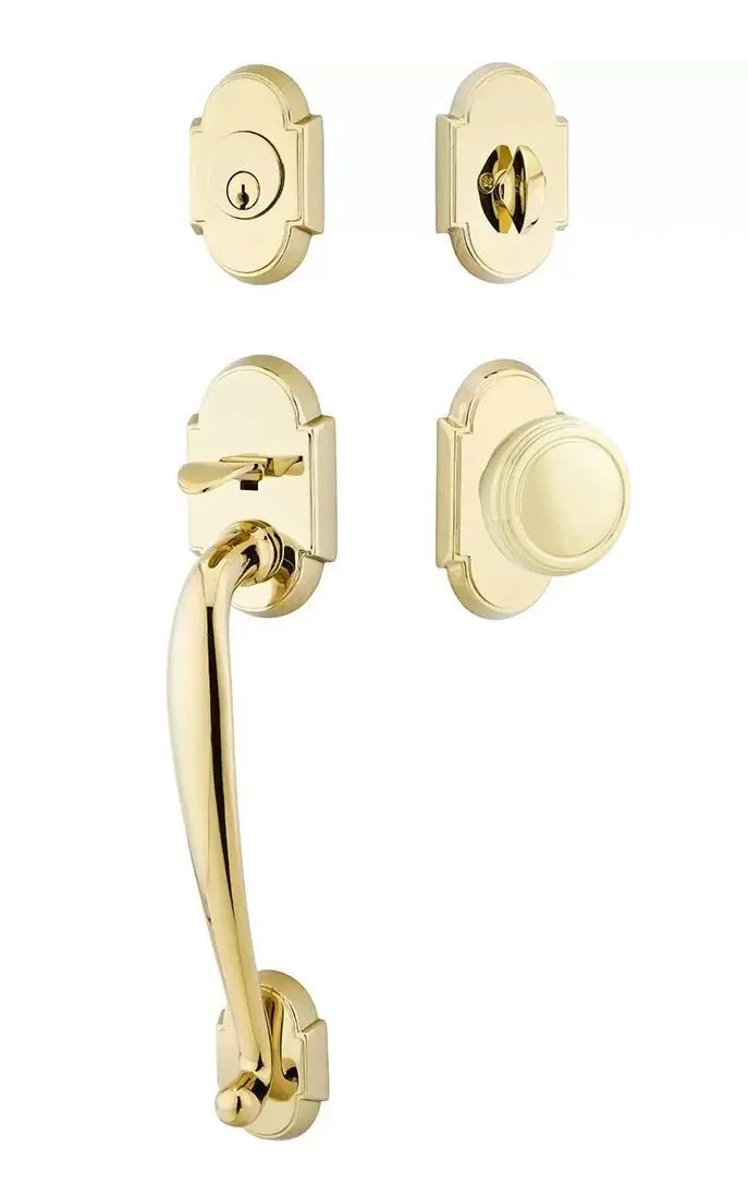 Emtek Nashville Tubular Handleset with Norwich Knob in Polished Brass finish