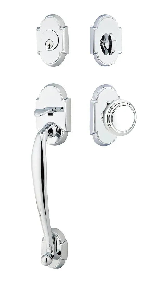 Emtek Nashville Tubular Handleset with Norwich Knob in Polished Chrome finish