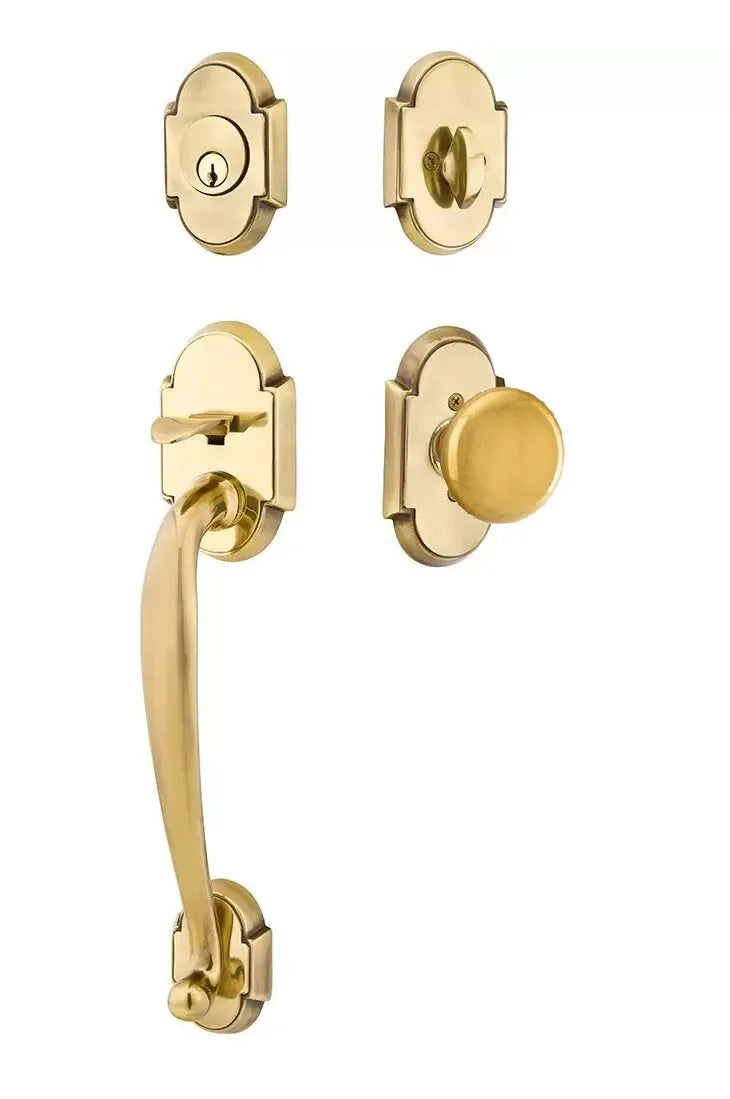 Emtek Nashville Tubular Handleset with Providence Knob in French Antique finish