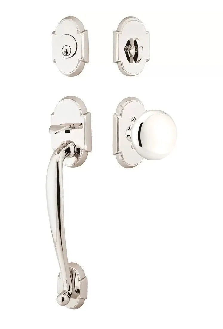 Emtek Nashville Tubular Handleset with Providence Knob in Lifetime Polished Nickel finish