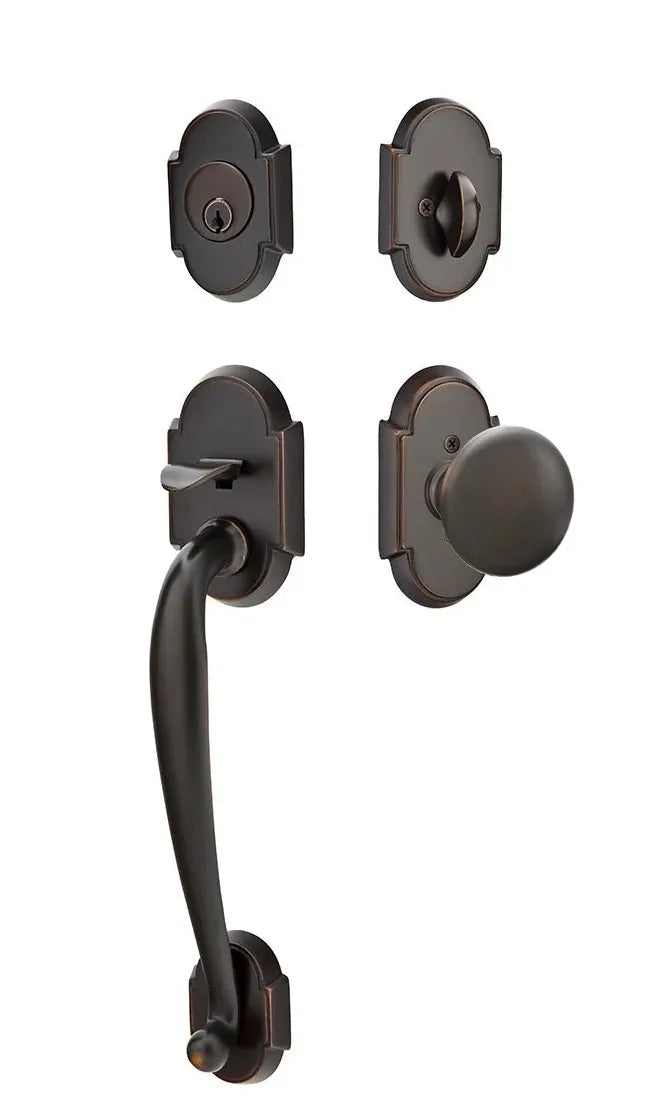 Emtek Nashville Tubular Handleset with Providence Knob in Oil Rubbed Bronze finish