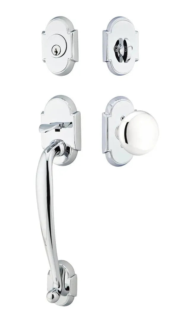 Emtek Nashville Tubular Handleset with Providence Knob in Polished Chrome finish