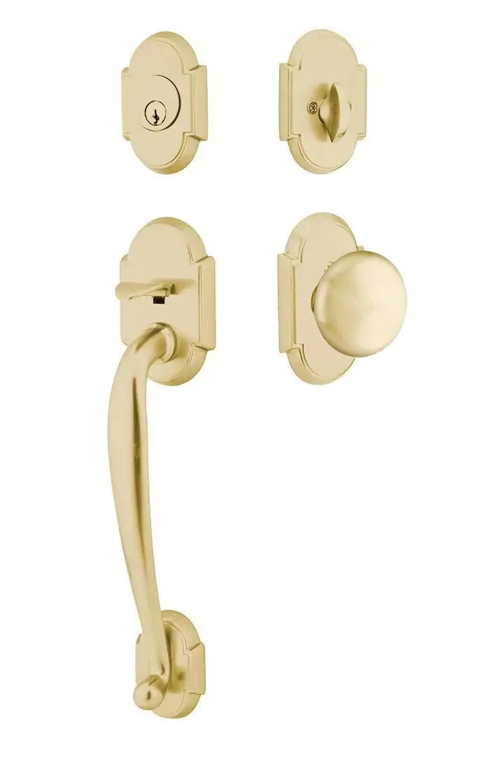 Emtek Nashville Tubular Handleset with Providence Knob in Satin Brass finish