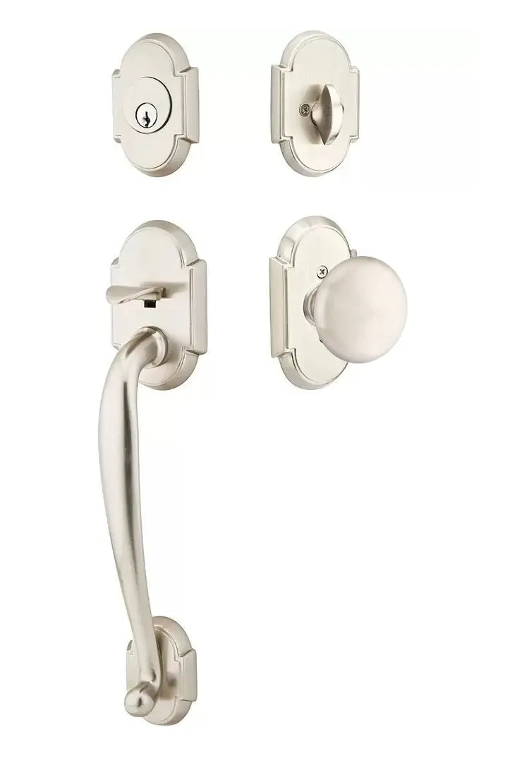Emtek Nashville Tubular Handleset with Providence Knob in Satin Nickel finish