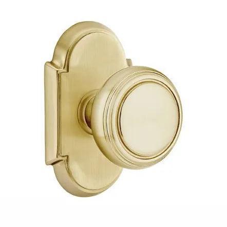 Emtek Norwich Knob With #8 Rosette in Satin Brass finish