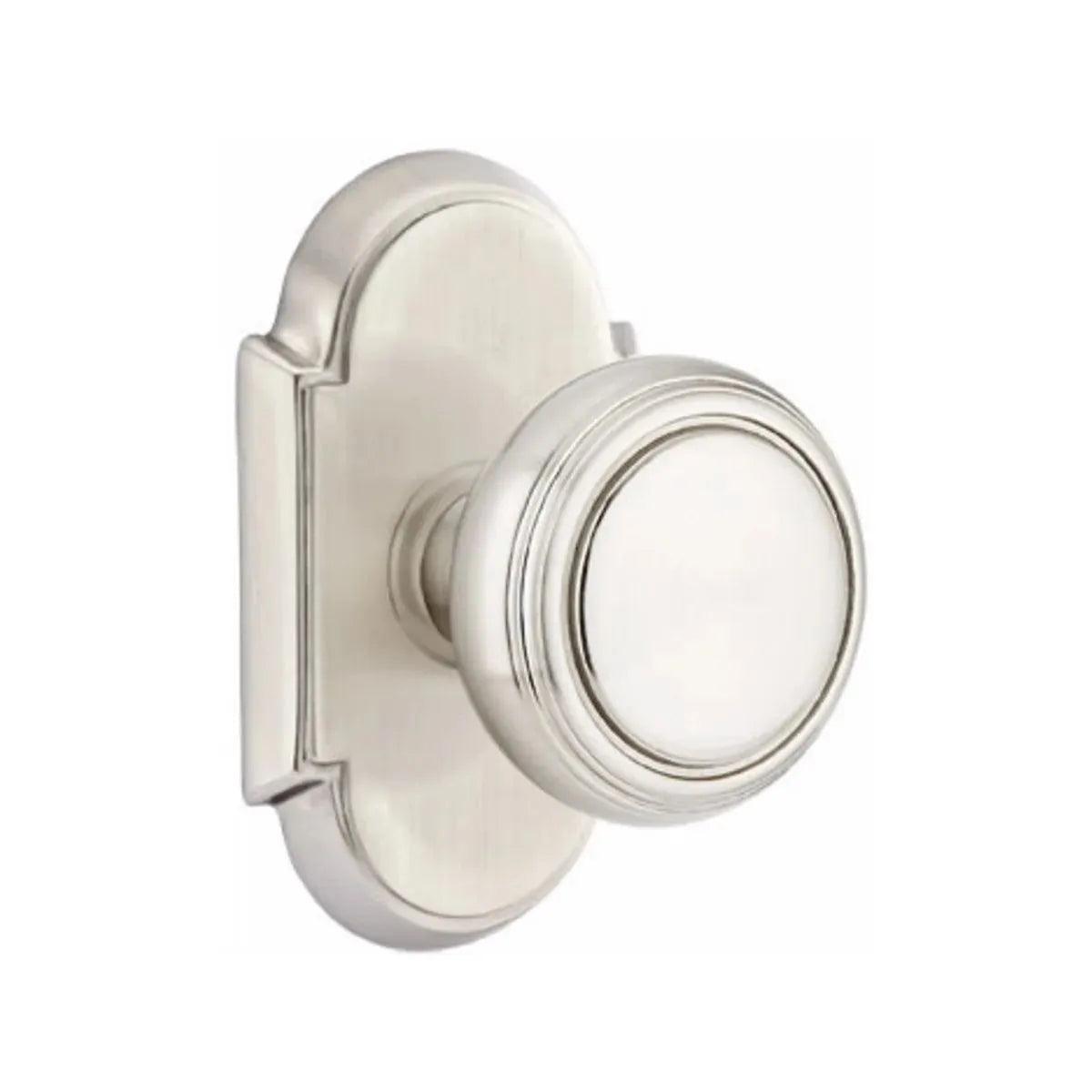 Emtek Norwich Knob With #8 Rosette in Satin Nickel finish