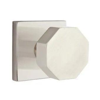 Emtek Octagon Knob with Square Rosette in Satin Nickel finish