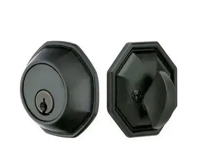 Emtek Octagon Tuscany Bronze Keyed Deadbolt in Flat Black Bronze Patina finish