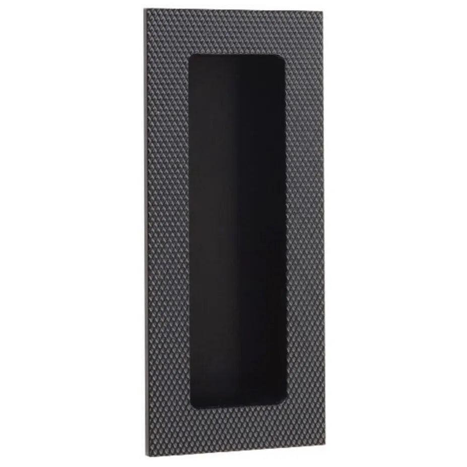 Emtek 4" Modern Rectangular Knurled Flush Pull with Plain Pocket in Oil Rubbed Bronze finish