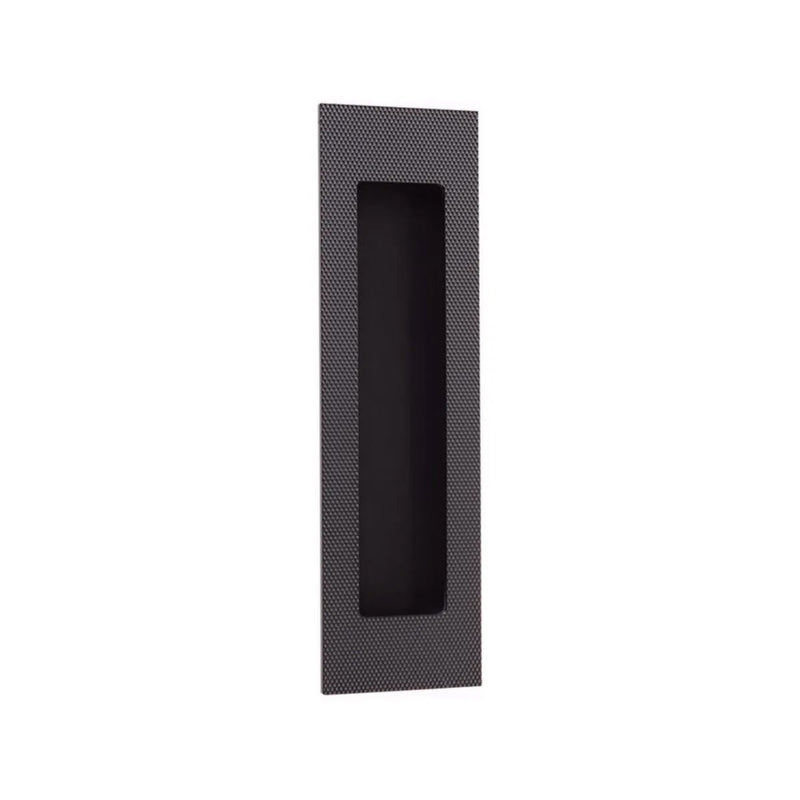 Emtek 7" Modern Rectangular Knurled Flush Pull with Plain Pocket in Oil Rubbed Bronze finish