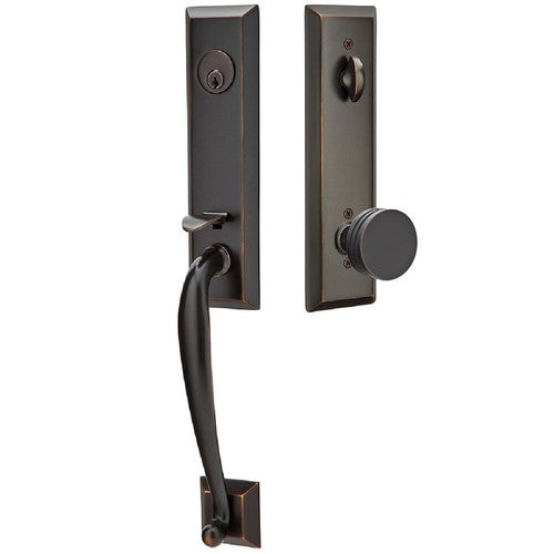 Emtek Adams Tubular Entrance Handleset With Bern Knob in Oil Rubbed Bronze finish