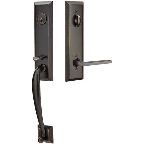 Emtek Adams Tubular Entrance Handleset With Helios Lever in Oil Rubbed Bronze finish