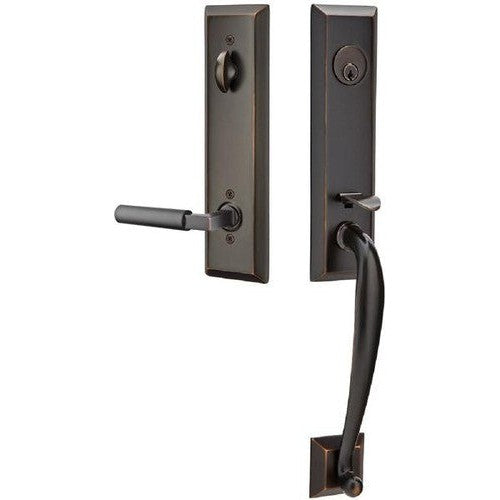 Emtek Adams Tubular Entrance Handleset With Hercules Lever in Oil Rubbed Bronze finish