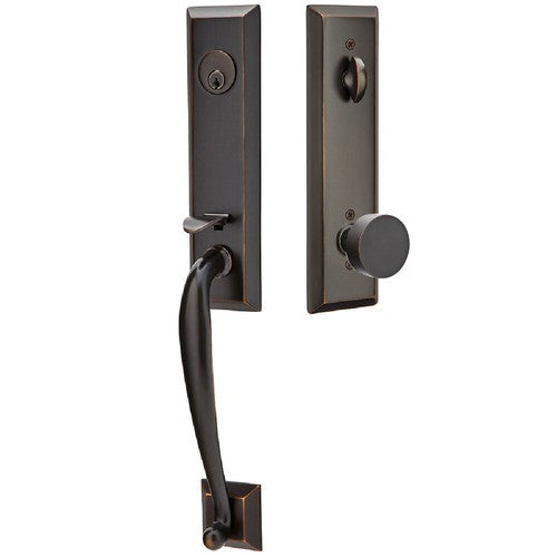 Emtek Adams Tubular Entrance Handleset With Round Knob in Oil Rubbed Bronze finish