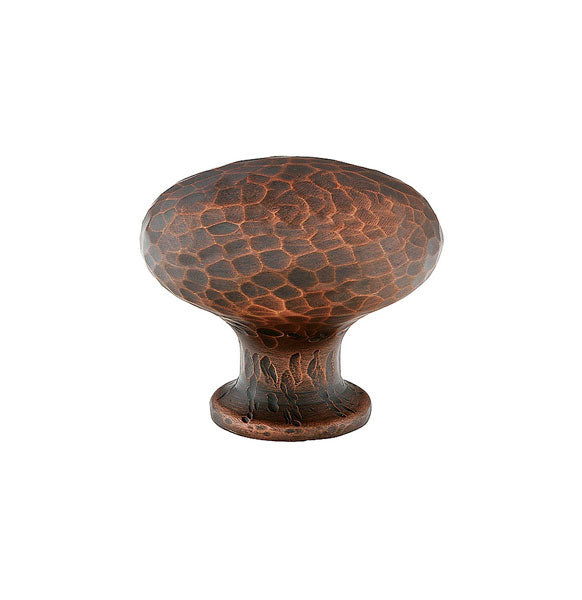 The Emtek Arts & Crafts Round Dimpled Knob 1-1/4" Wide (1-1/4" Projection) in Oil Rubbed Bronze finish