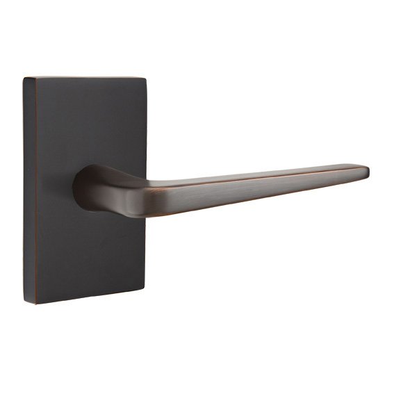 Emtek Athena Lever With Modern Rectangular Rosette in Oil Rubbed Bronze finish