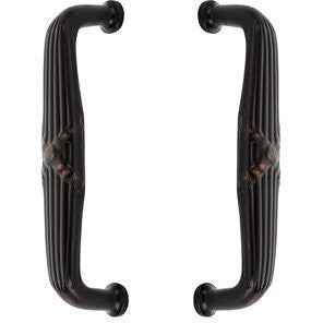 Emtek Back to Back 8" Ribbon & Reed Door Pull in Oil Rubbed Bronze finish