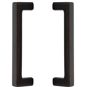 The Emtek Back to Back 8" Wilshire Door Pull in Oil Rubbed Bronze finish