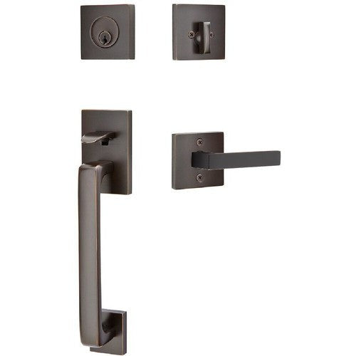 Emtek Baden Entrance Handleset With Dumont Lever in Oil Rubbed Bronze finish