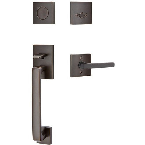 Emtek Baden Entrance Handleset With Freestone Lever in Oil Rubbed Bronze finish