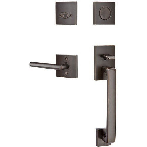 Emtek Baden Entrance Handleset With Stuttgart Lever in Oil Rubbed Bronze finish