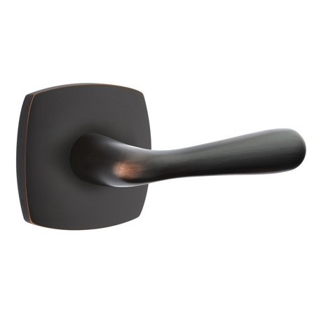 Emtek Basel Lever With Urban Modern Rosette in Oil Rubbed Bronze finish