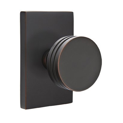 Emtek Bern Knob with Modern Rectangular Rosette in Oil Rubbed Bronze finish