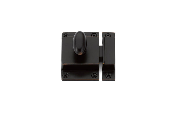 The Emtek Cabinet Latch 2"x 2 1/4" (1 3/8" Projection) in Oil Rubbed Bronze finish