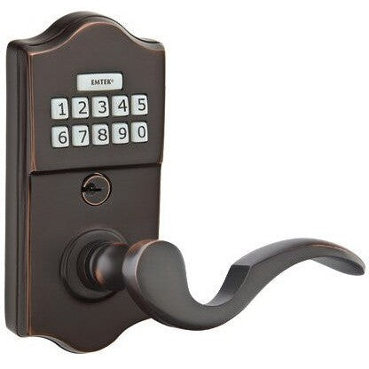 Emtek Classic Electronic Keypad Leverset with Cortina Lever in Oil Rubbed Bronze finish