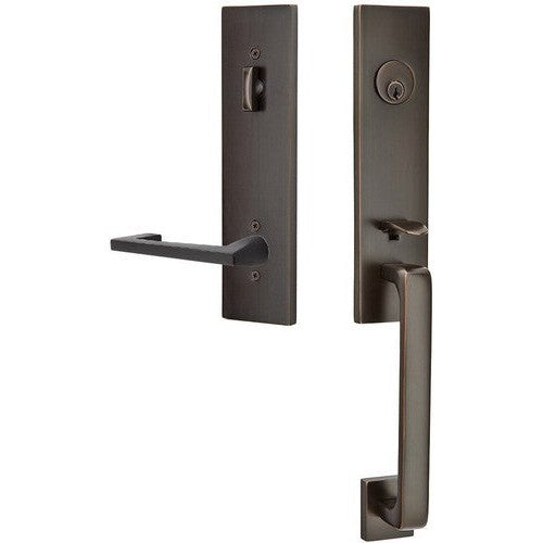 Emtek Davos Handleset with Interior Argos Lever in Oil Rubbed Bronze finish