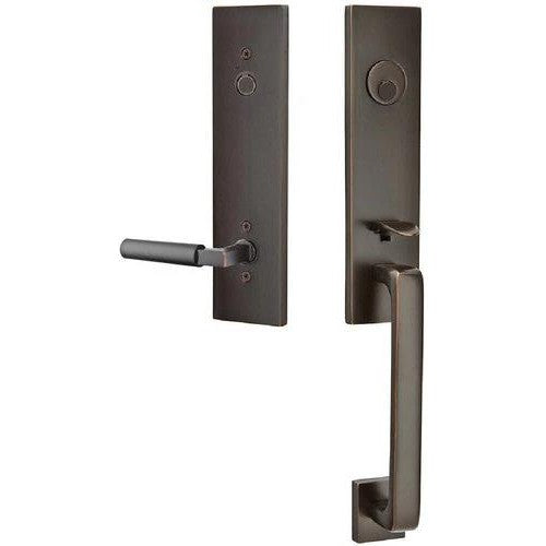 Emtek Davos Tubular Entrance Handleset With Hercules Lever in Oil Rubbed Bronze finish