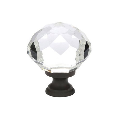 The Emtek Diamond Crystal Glass Cabinet Knob in Oil Rubbed Bronze finish.