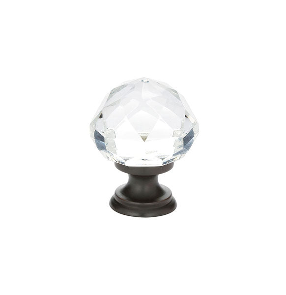 The Emtek Diamond Crystal Glass Knob 1-1/4" Wide (1-7/8" Projection) in Oil Rubbed Bronze finish