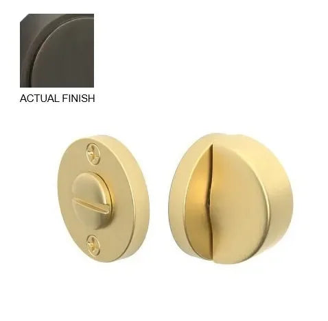 The Emtek Disk Double Rosette Privacy Bolt in Oil Rubbed Bronze finish.