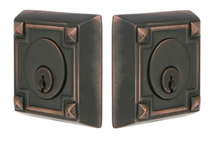 Emtek Double Cylinder Arts & Crafts Keyed Deadbolt in Oil Rubbed Bronze finish