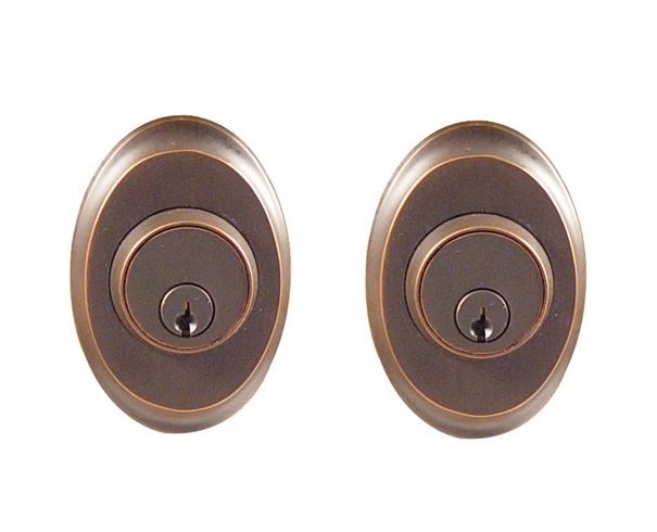 Emtek Double Cylinder Saratoga Keyed Deadbolt in Oil Rubbed Bronze finish