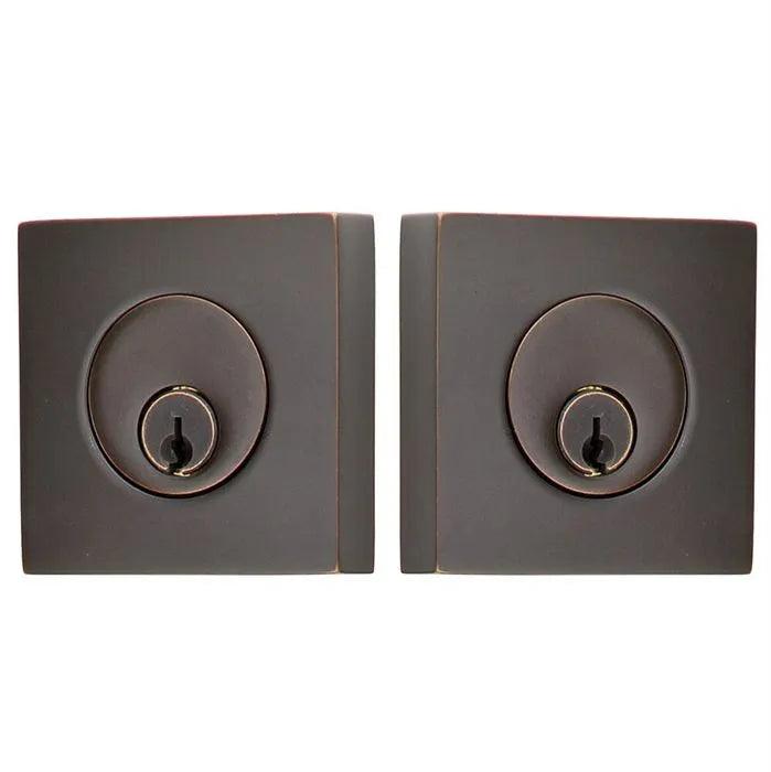 Emtek Double Cylinder Square Keyed Deadbolt in Oil Rubbed Bronze finish
