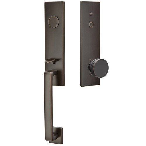 Emtek Dummy Davos Tubular Entrance Handleset With Bern Knob in Oil Rubbed Bronze finish