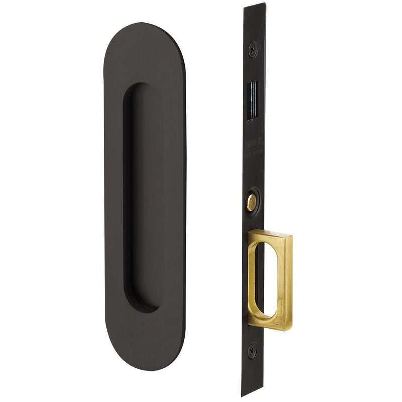 Emtek Dummy Narrow Oval Pocket Door Mortise Lock in Oil Rubbed Bronze finish