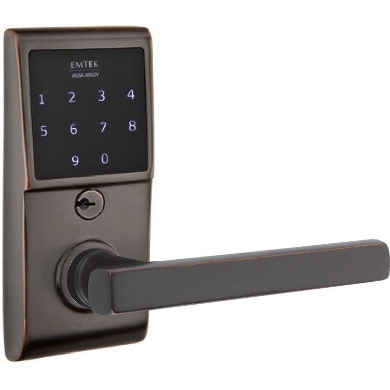 Emtek EMTouch Electronic Touchscreen Keypad Leverset with Freestone Lever in Oil Rubbed Bronze finish