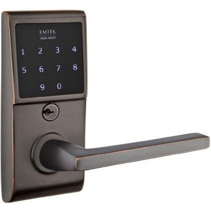 Emtek EMTouch Electronic Touchscreen Keypad Leverset with Helios Lever in Oil Rubbed Bronze finish