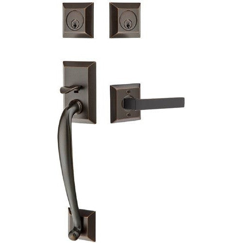 Emtek Franklin Tubular Entrance Handleset With Dumont Lever in Oil Rubbed Bronze finish