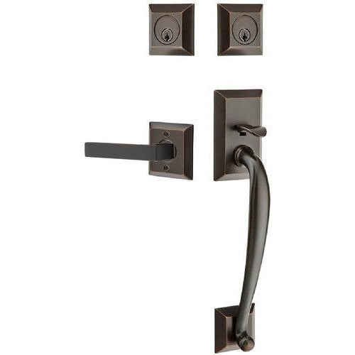 Emtek Franklin Tubular Entrance Handleset With Dumont Lever in Oil Rubbed Bronze finish