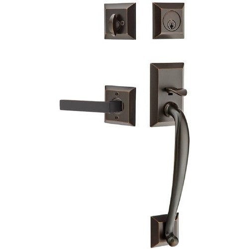 Emtek Franklin Tubular Entrance Handleset With Dumont Lever in Oil Rubbed Bronze finish